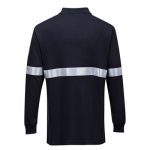 FR03 - Flame Resistant Anti-Static Long Sleeve Polo Shirt with Reflective Tape Navy - Image 2