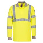 FR77 - Flame Resistant Anti-Static Hi-Vis Long Sleeve Polo Shirt Yellow